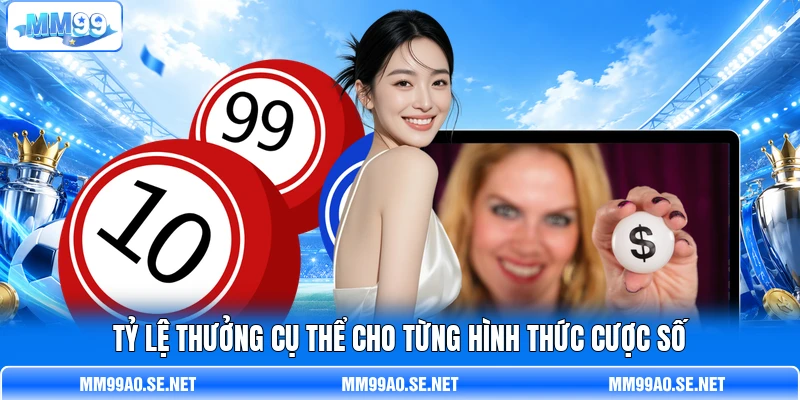 Tỷ lệ thưởng cụ thể cho từng hình thức cược số